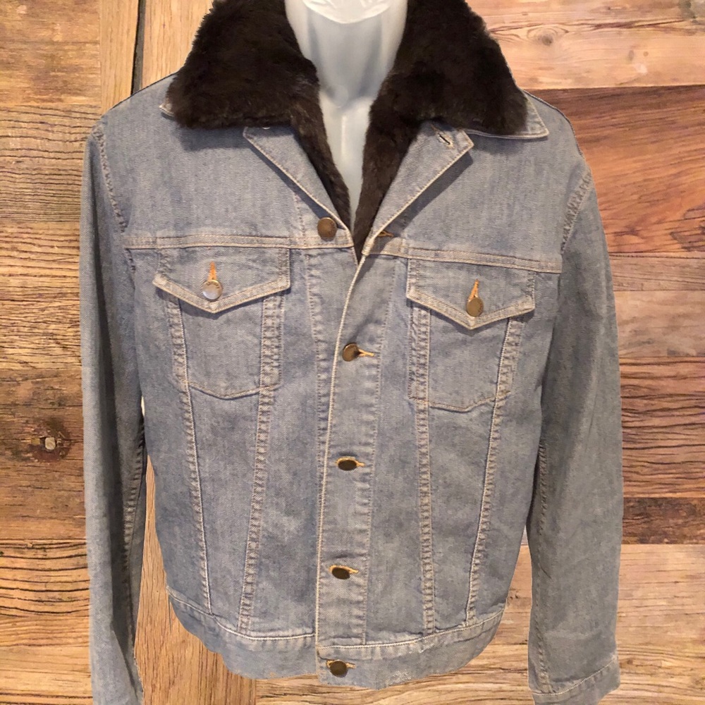 🍁 SALE THEORY Denim & Fur lined Trucker Jacket